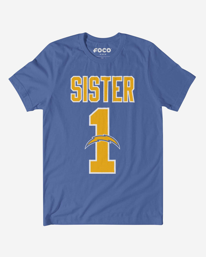 Los Angeles Chargers Number 1 Sister T-Shirt FOCO S - FOCO.com