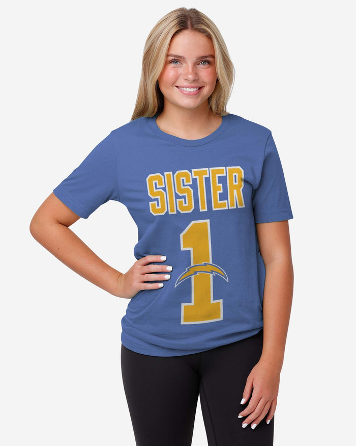 Los Angeles Chargers Number 1 Sister T-Shirt FOCO - FOCO.com