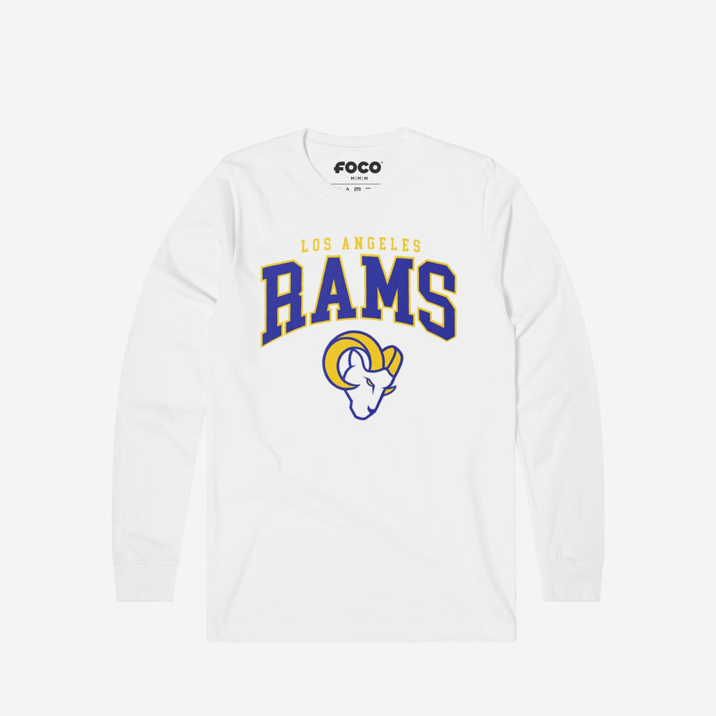 Los Angeles Rams Classic Arched Logo Long Sleeve T-Shirt FOCO White S - FOCO.com