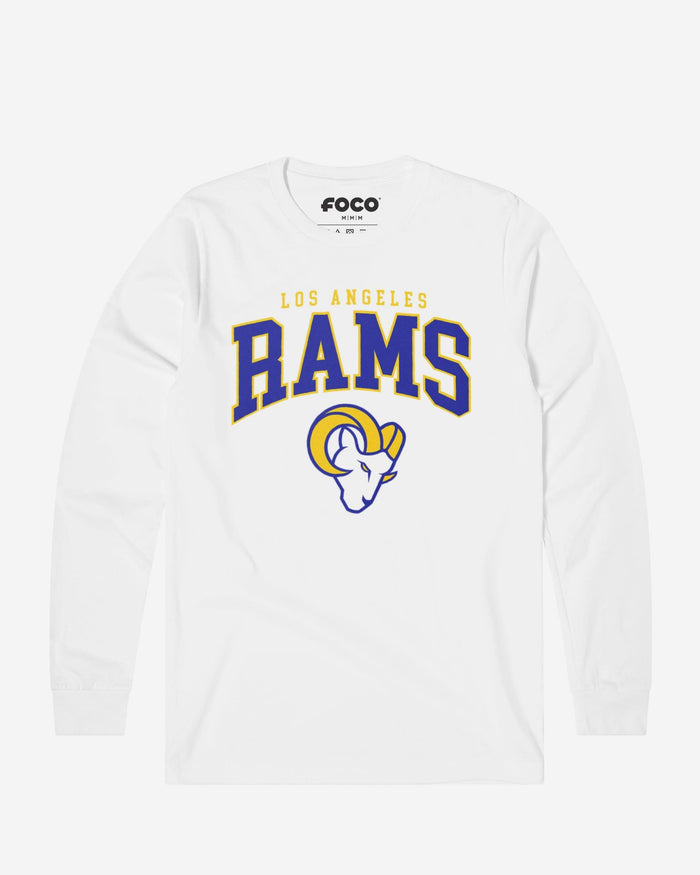 Los Angeles Rams Classic Arched Logo Long Sleeve T-Shirt FOCO White S - FOCO.com