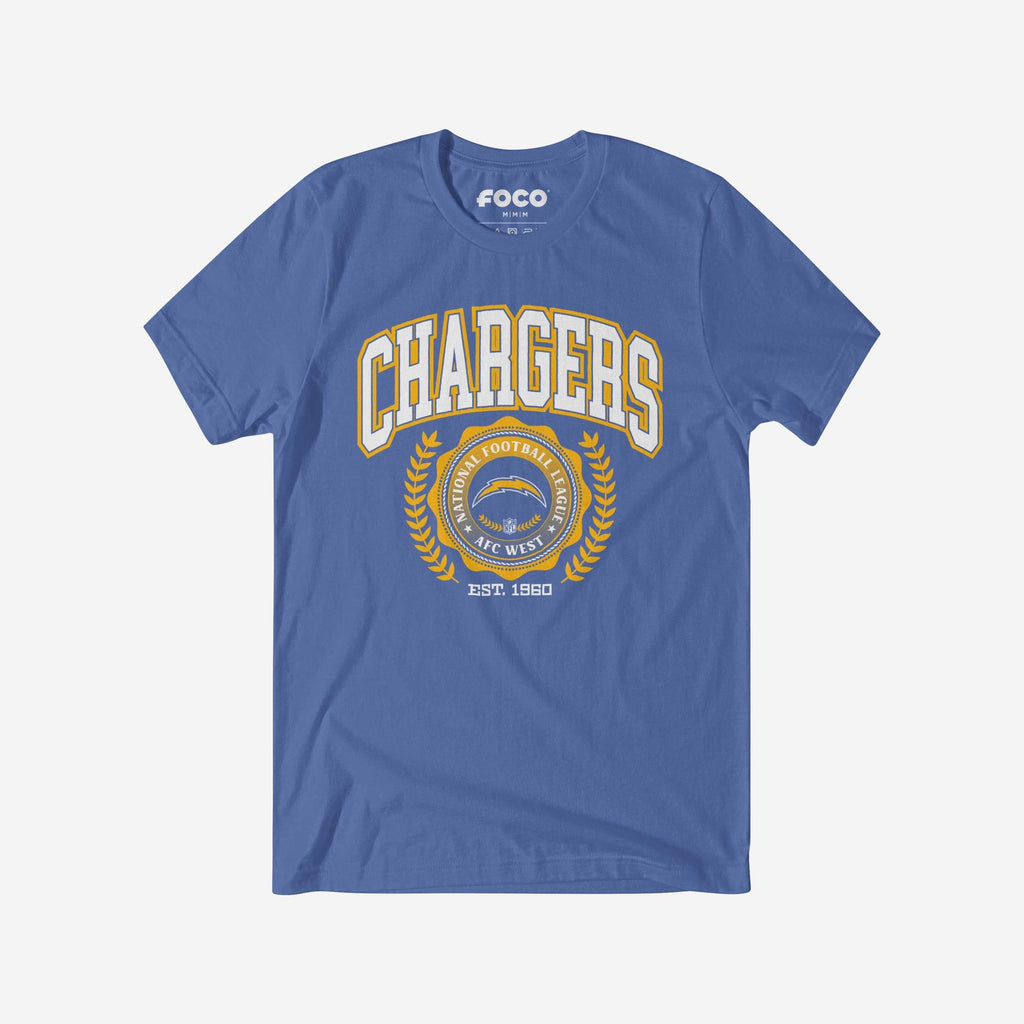 Los Angeles Chargers Team Crest T-Shirt FOCO Columbia Blue S - FOCO.com