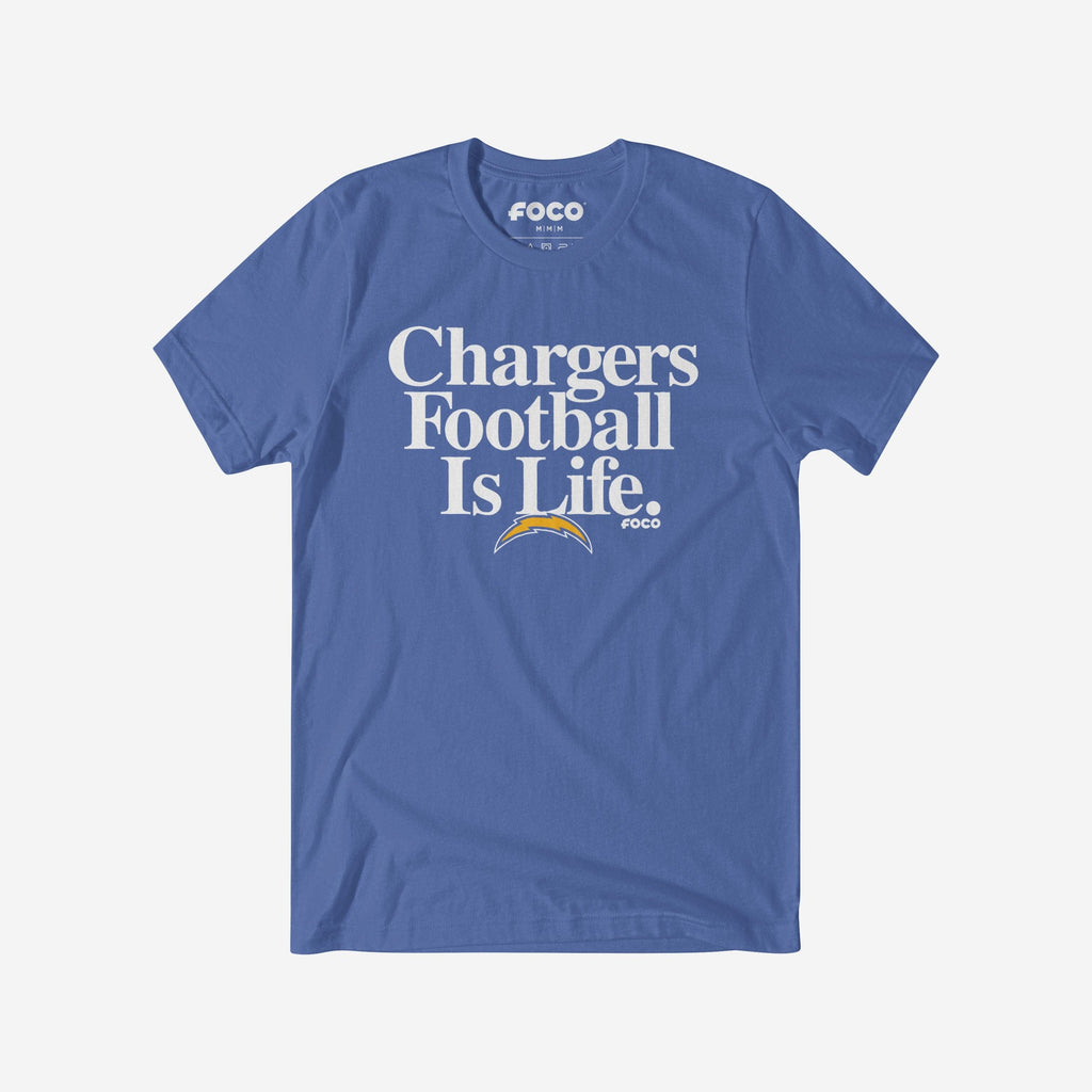 Los Angeles Chargers Football is Life T-Shirt FOCO S - FOCO.com