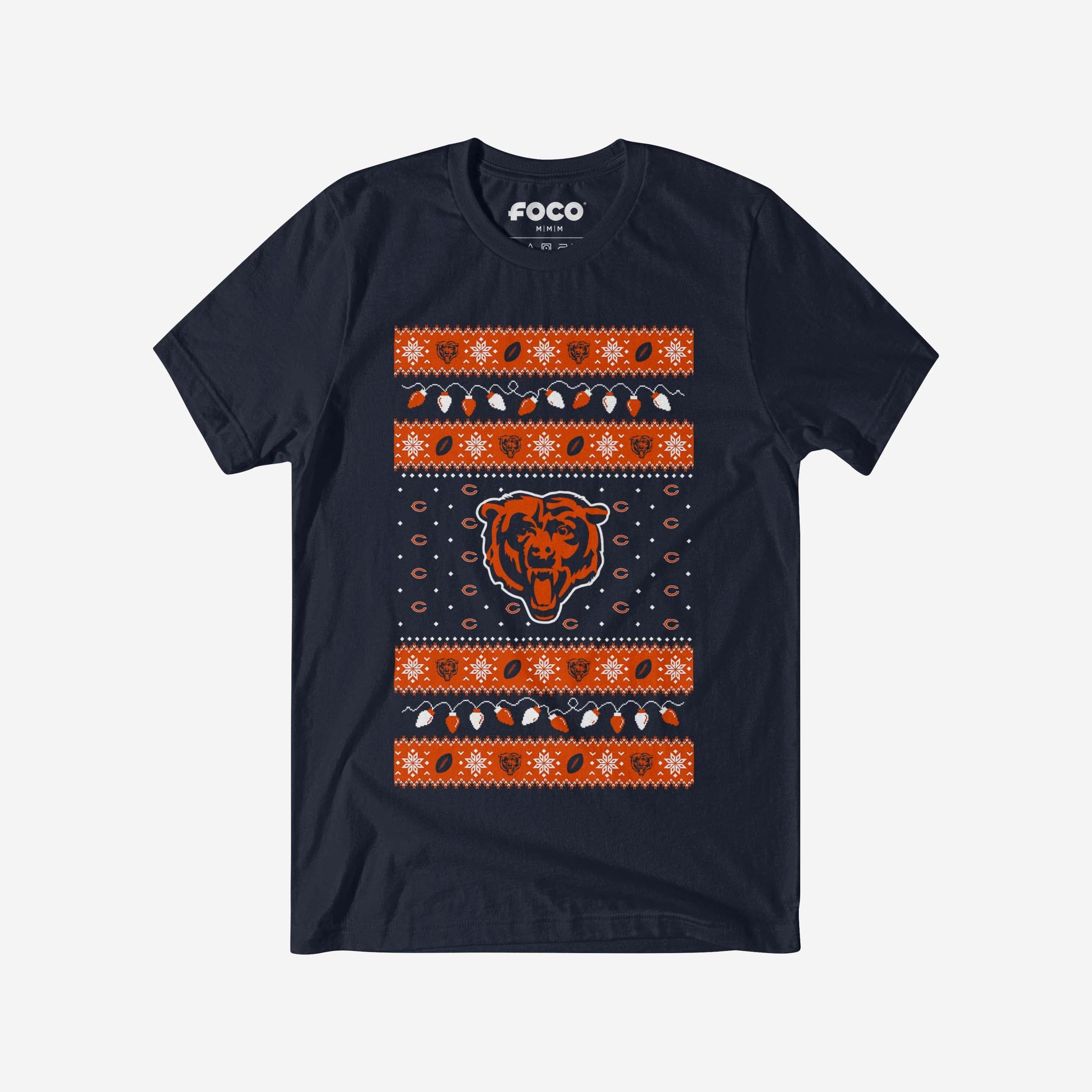 Chicago Bears Holiday Lights Sweater T-Shirt FOCO