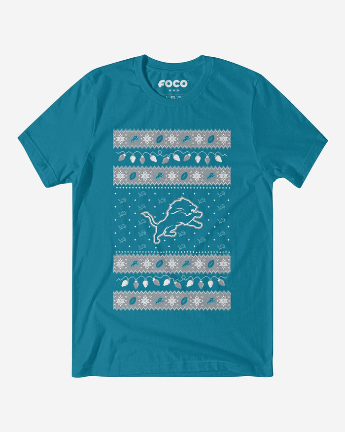 Detroit Lions Holiday Lights Sweater T-Shirt FOCO S - FOCO.com