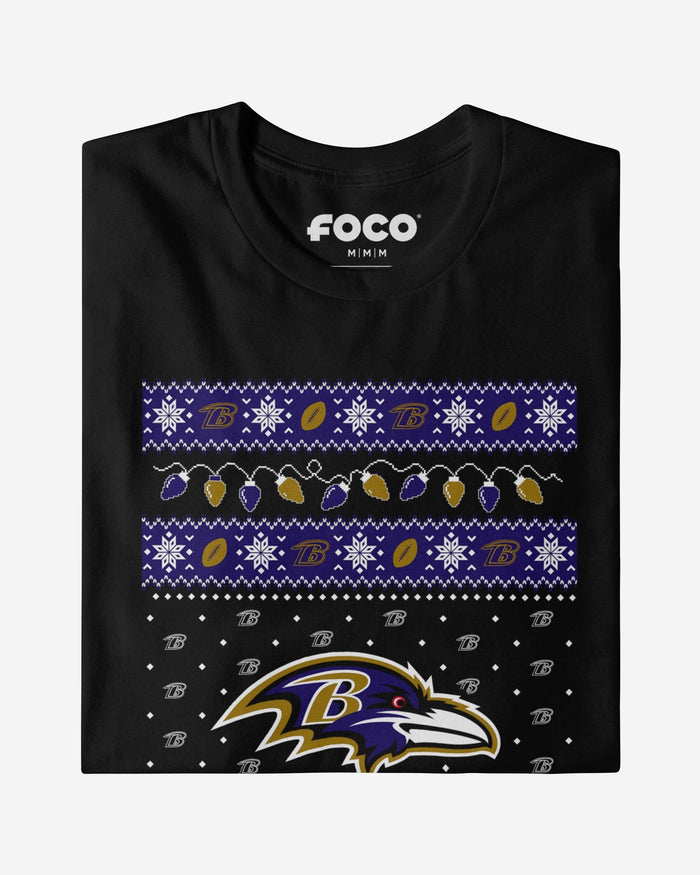 Baltimore Ravens Holiday Lights Sweater T-Shirt FOCO - FOCO.com