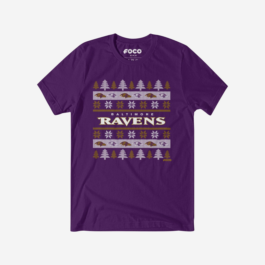 Baltimore Ravens Holiday Sweater T-Shirt FOCO S - FOCO.com