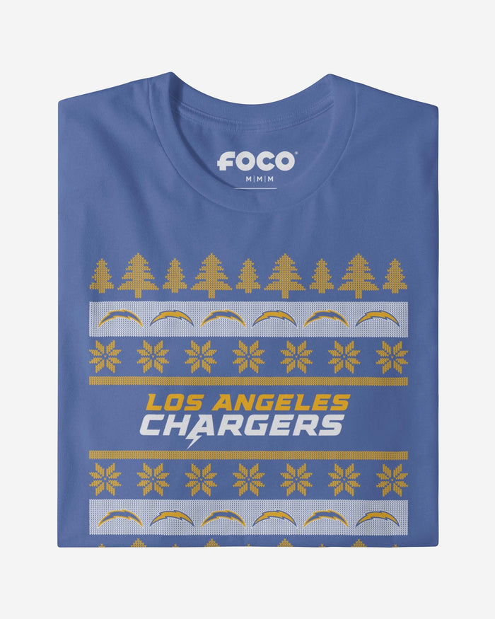 Los Angeles Chargers Holiday Sweater T-Shirt FOCO - FOCO.com