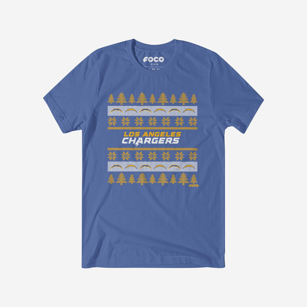 Los Angeles Chargers Holiday Sweater T-Shirt FOCO S - FOCO.com