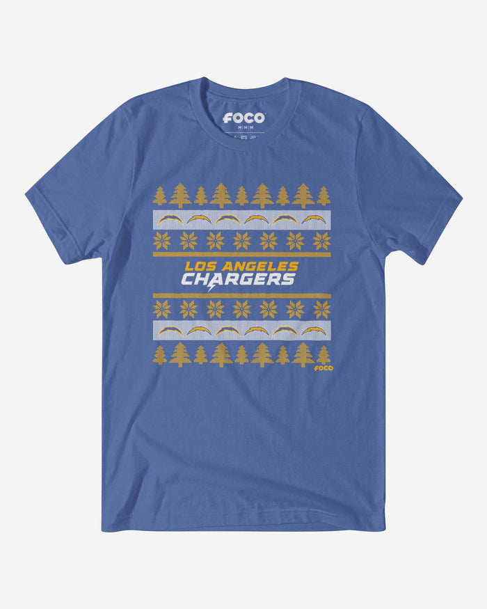 Los Angeles Chargers Holiday Sweater T-Shirt FOCO S - FOCO.com