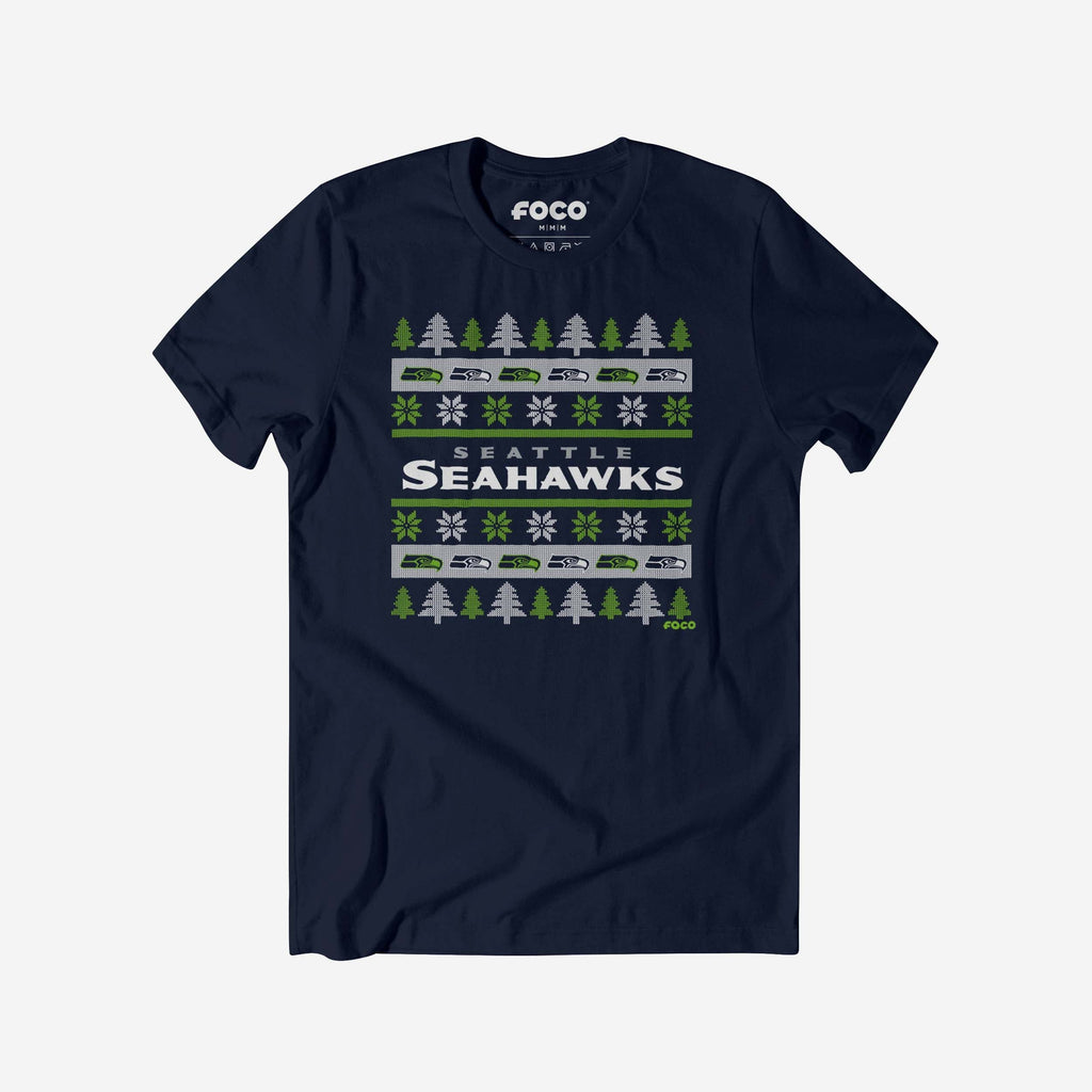 Seattle Seahawks Holiday Sweater T-Shirt FOCO S - FOCO.com
