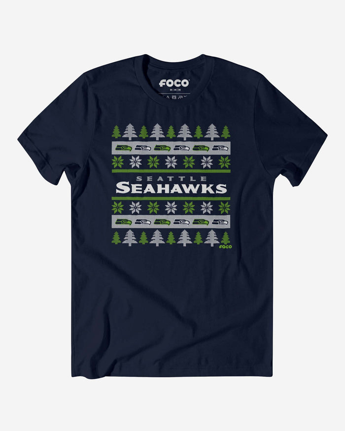 Seattle Seahawks Holiday Sweater T-Shirt FOCO S - FOCO.com