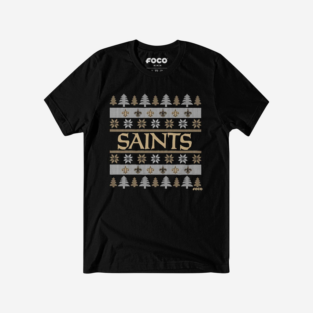 New Orleans Saints Holiday Sweater T-Shirt FOCO S - FOCO.com
