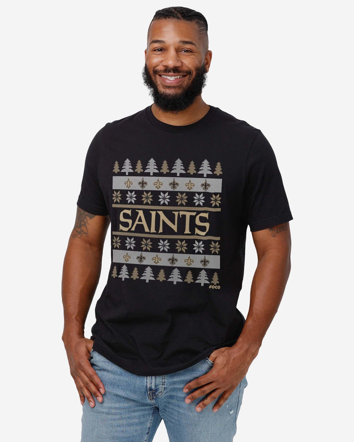 New Orleans Saints Holiday Sweater T-Shirt FOCO - FOCO.com