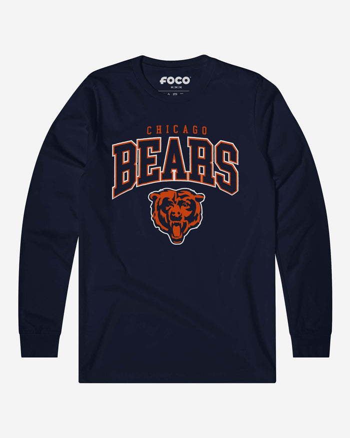 Chicago Bears Classic Logo Long Sleeve T-Shirt FOCO Navy S - FOCO.com