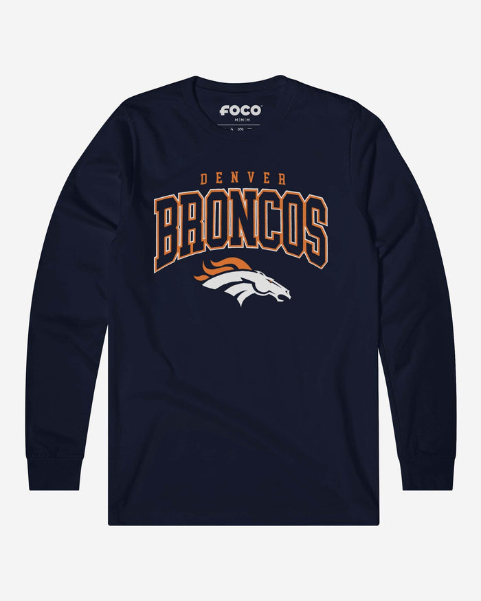 Denver Broncos Classic Logo Long Sleeve T-Shirt FOCO Navy S - FOCO.com