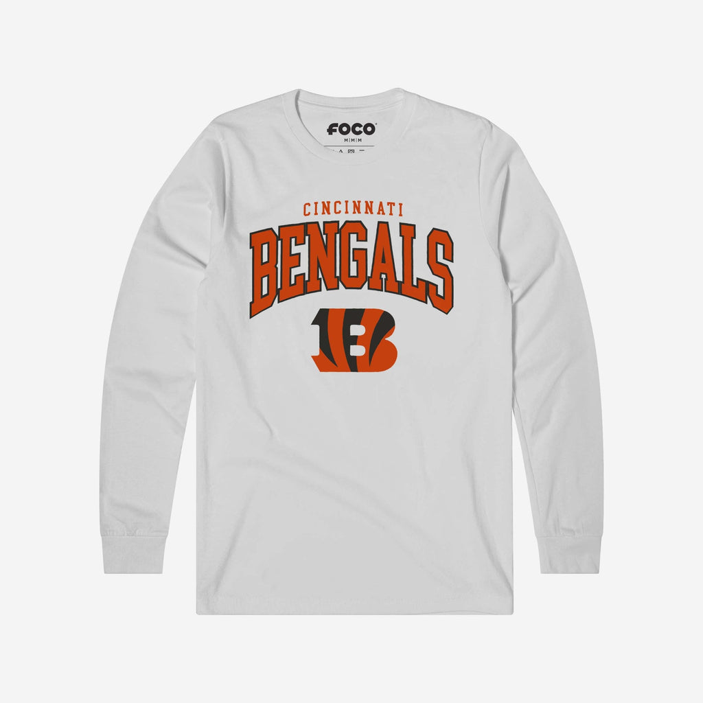 Cincinnati Bengals Classic Logo Long Sleeve T-Shirt FOCO White S - FOCO.com