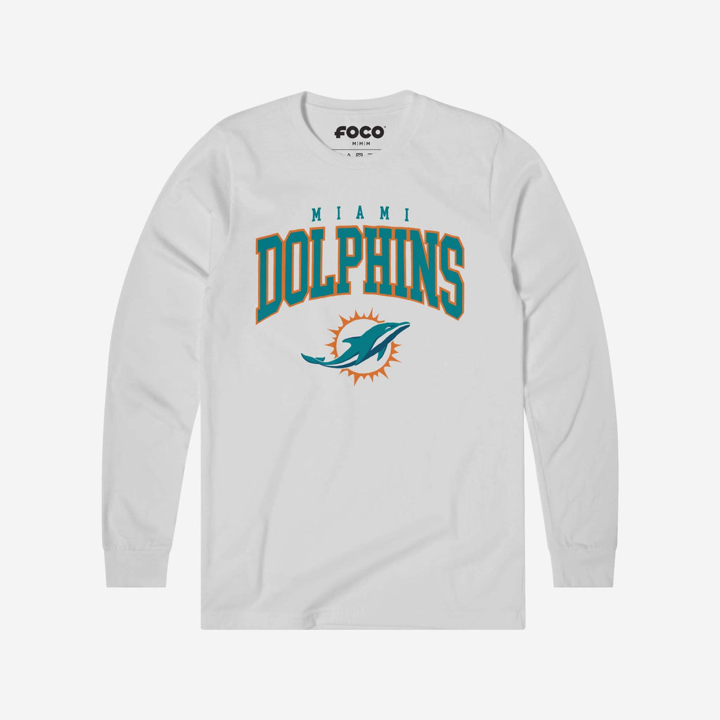 Miami Dolphins Classic Logo Long Sleeve T-Shirt FOCO White S - FOCO.com