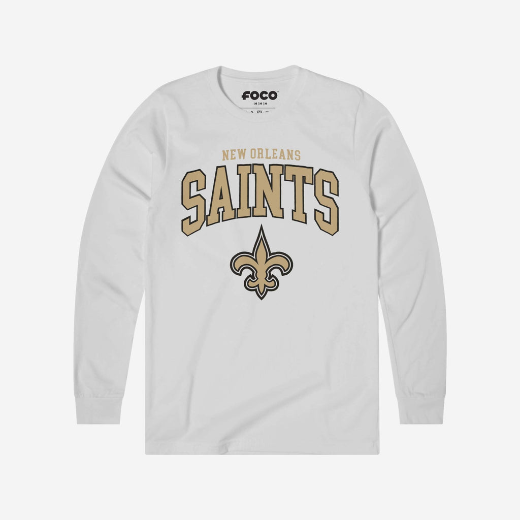 New Orleans Saints Classic Logo Long Sleeve T-Shirt FOCO White S - FOCO.com