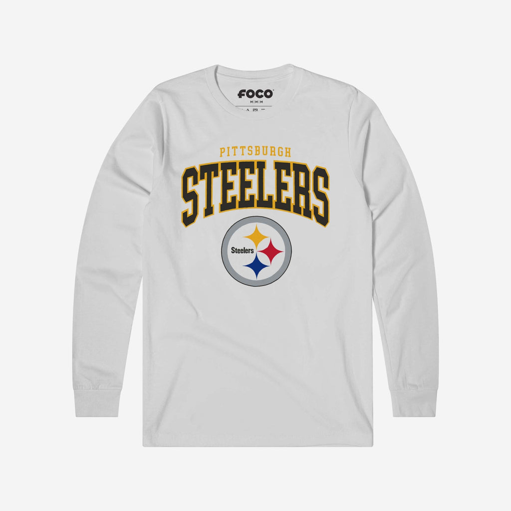 Pittsburgh Steelers Classic Logo Long Sleeve T-Shirt FOCO White S - FOCO.com
