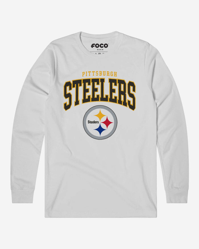 Pittsburgh Steelers Classic Logo Long Sleeve T-Shirt FOCO White S - FOCO.com