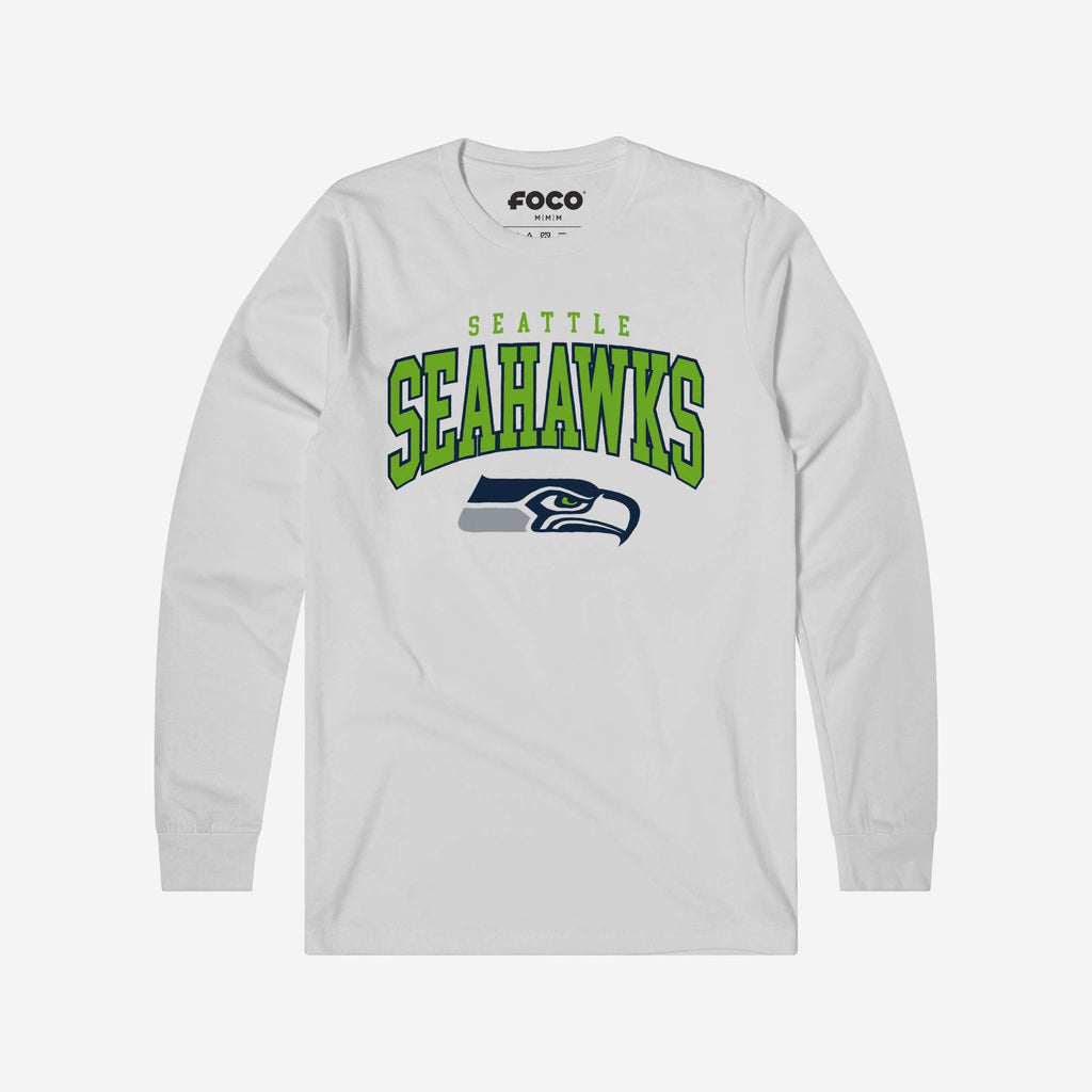 Seattle Seahawks Classic Logo Long Sleeve T-Shirt FOCO White S - FOCO.com