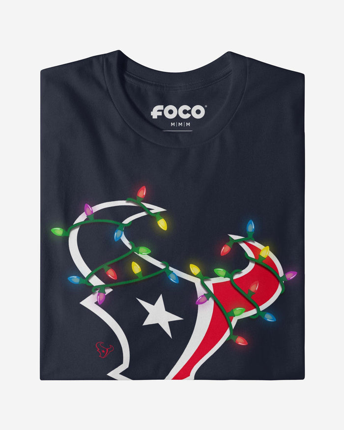 Houston Texans Primary Logo Holiday Lights Long Sleeve T-Shirt FOCO - FOCO.com
