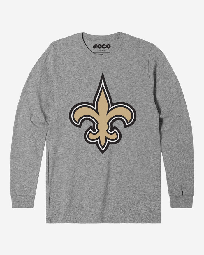 New Orleans Saints Primary Logo Long Sleeve T-Shirt FOCO Athletic Heather S - FOCO.com