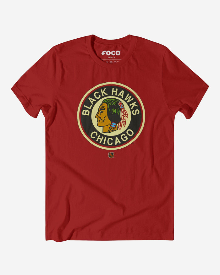 Chicago Blackhawks 1941 Retro Logo T-Shirt FOCO Canvas Red S - FOCO.com