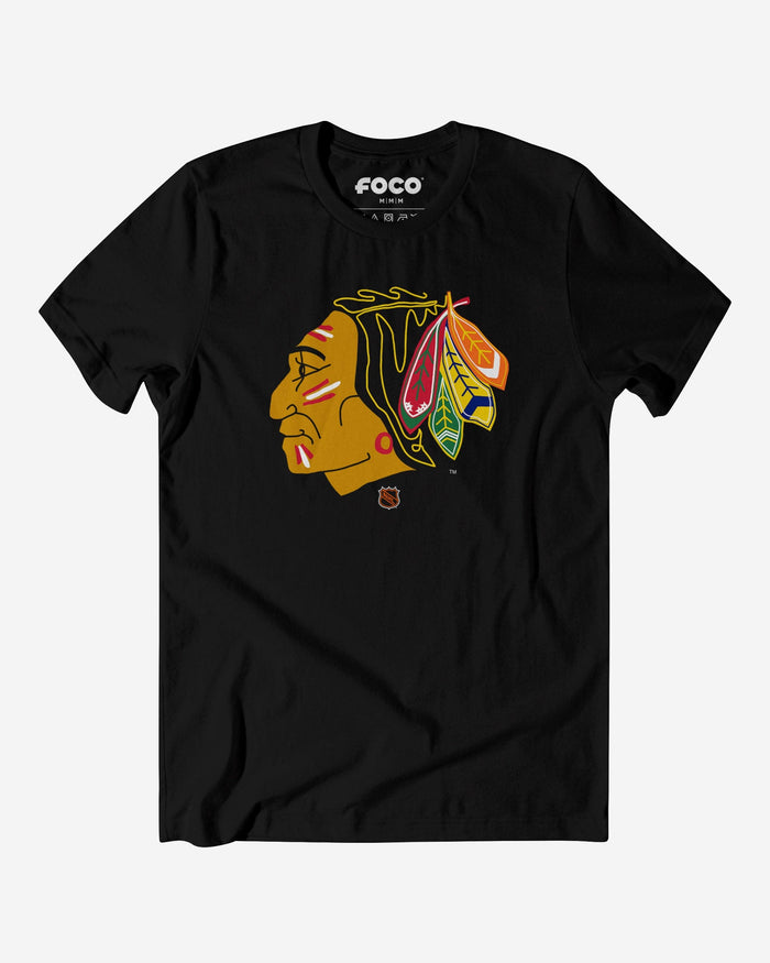 Chicago Blackhawks 1960 Retro Logo T-Shirt FOCO Black S - FOCO.com
