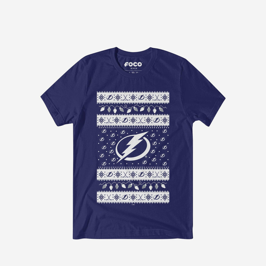 Tampa Bay Lightning Holiday Lights Sweater T-Shirt FOCO S - FOCO.com
