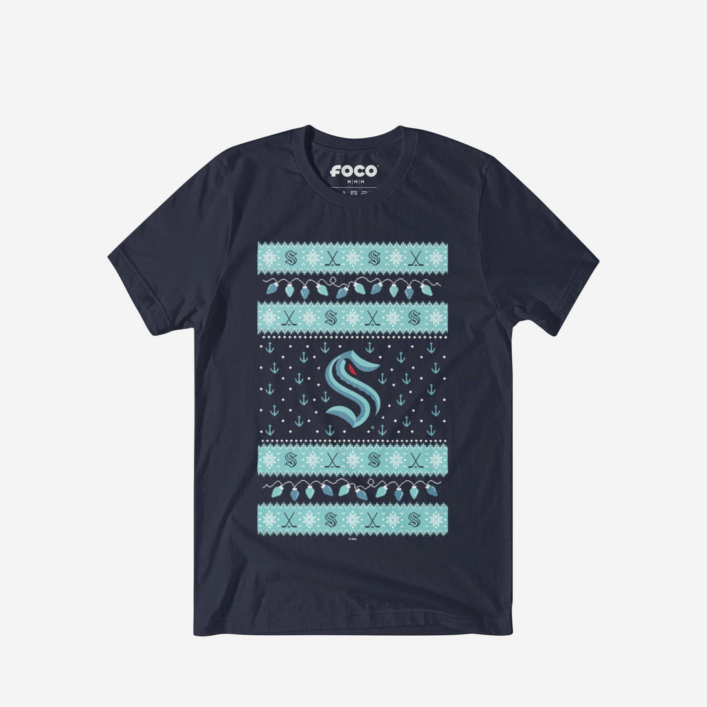 Seattle Kraken Holiday Lights Sweater T-Shirt FOCO S - FOCO.com
