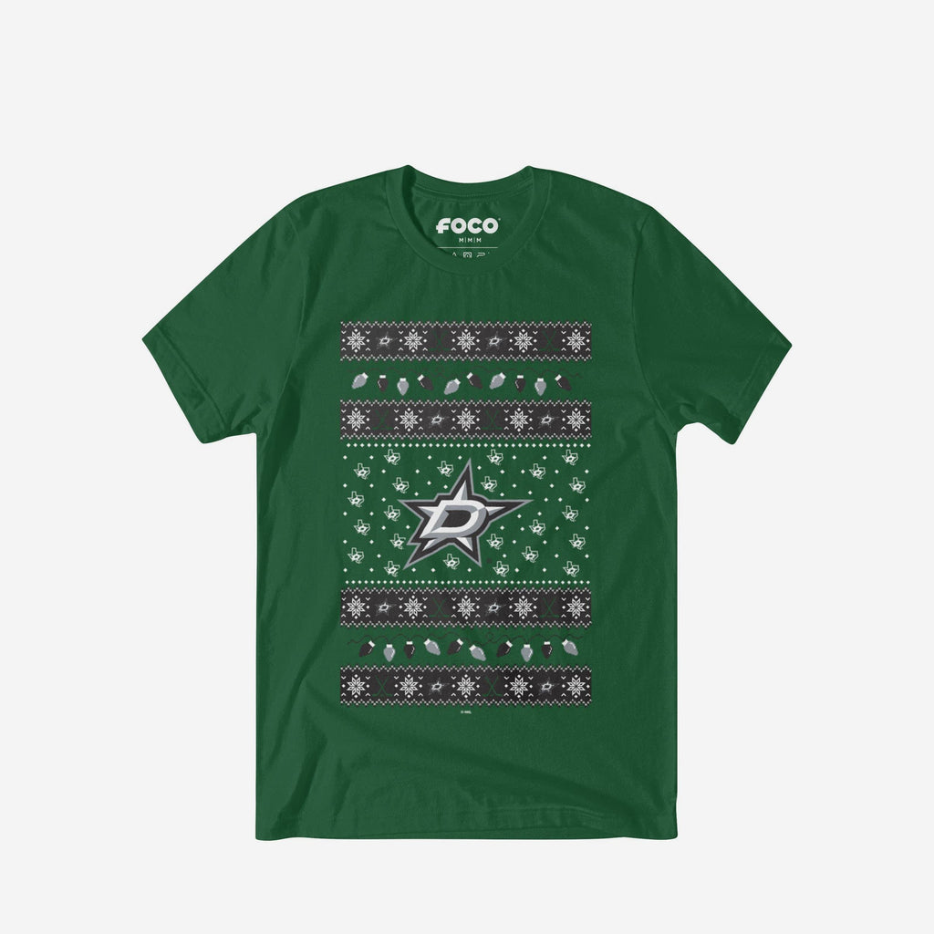 Dallas Stars Holiday Lights Sweater T-Shirt FOCO S - FOCO.com