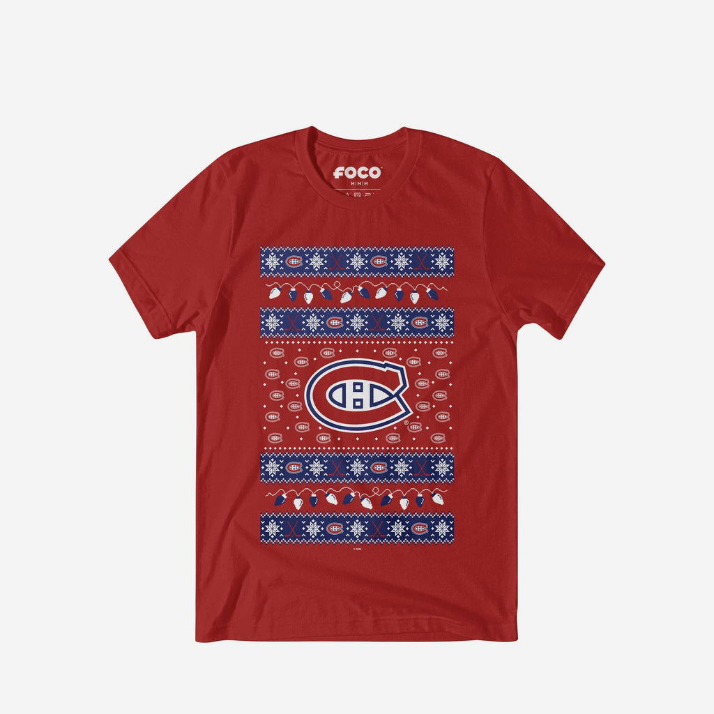 Montreal Canadiens Holiday Lights Sweater T-Shirt FOCO S - FOCO.com