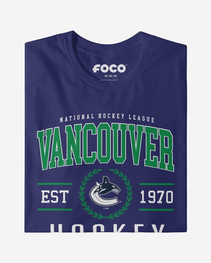 Vancouver Canucks Hockey Legacy Crest T-Shirt FOCO Team Navy S - FOCO.com