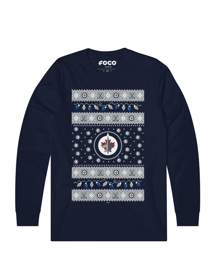 Winnipeg Jets Holiday Lights Sweater Long Sleeve T-Shirt