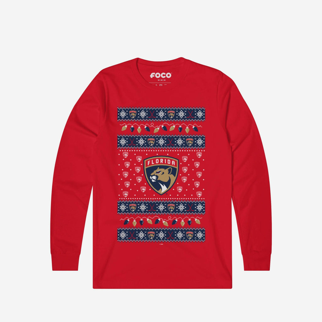 Florida Panthers Holiday Lights Sweater Long Sleeve T-Shirt FOCO S - FOCO.com