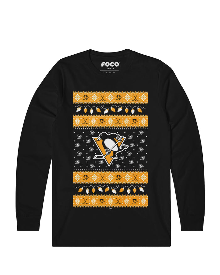 Pittsburgh Penguins Holiday Lights Sweater Long Sleeve T-Shirt