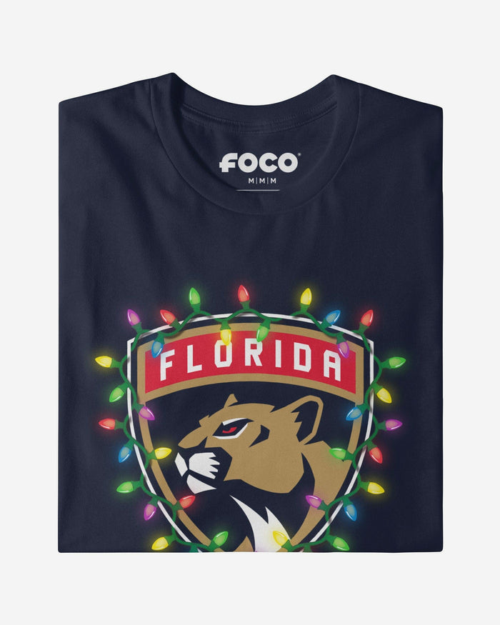 Florida Panthers Primary Logo Holiday Lights Long Sleeve T-Shirt FOCO S - FOCO.com