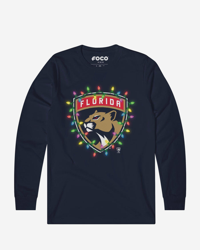 Florida Panthers Primary Logo Holiday Lights Long Sleeve T-Shirt FOCO S - FOCO.com