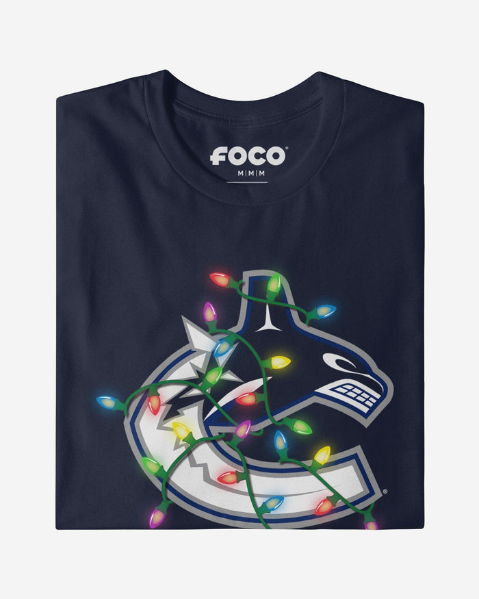 Vancouver Canucks Primary Logo Holiday Lights Long Sleeve T-Shirt FOCO S - FOCO.com