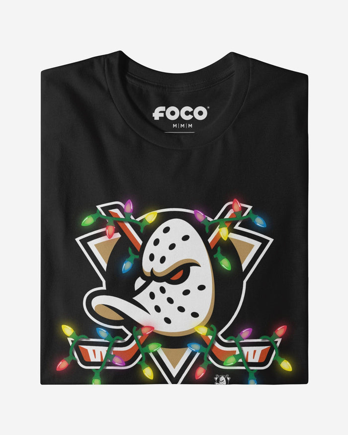 Anaheim Ducks Primary Logo Holiday Lights Long Sleeve T-Shirt FOCO S - FOCO.com