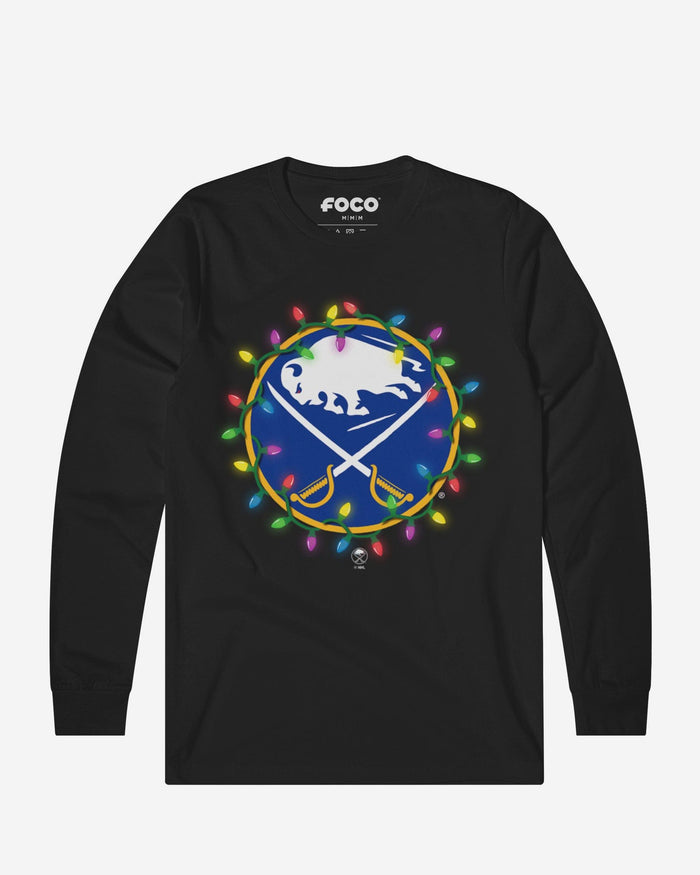 Buffalo Sabres Primary Logo Holiday Lights Long Sleeve T-Shirt FOCO S - FOCO.com