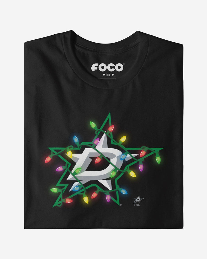 Dallas Stars Primary Logo Holiday Lights Long Sleeve T-Shirt FOCO S - FOCO.com
