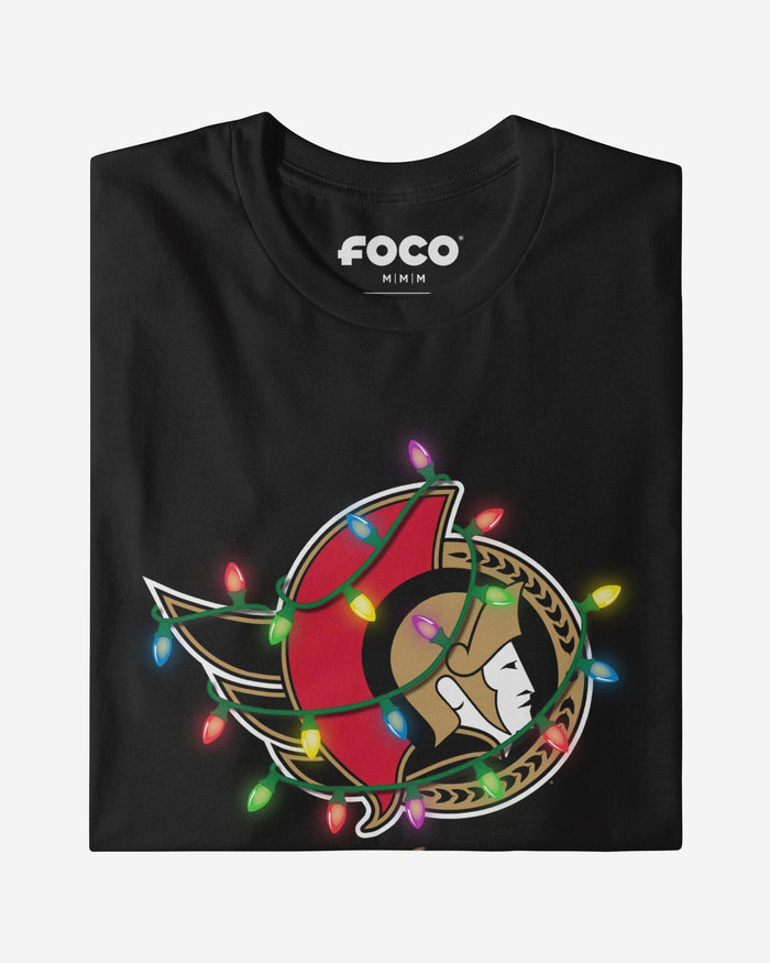 Ottawa Senators Primary Logo Holiday Lights Long Sleeve T-Shirt FOCO S - FOCO.com