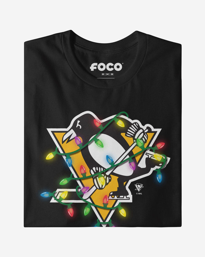 Pittsburgh Penguins Primary Logo Holiday Lights Long Sleeve T-Shirt FOCO S - FOCO.com
