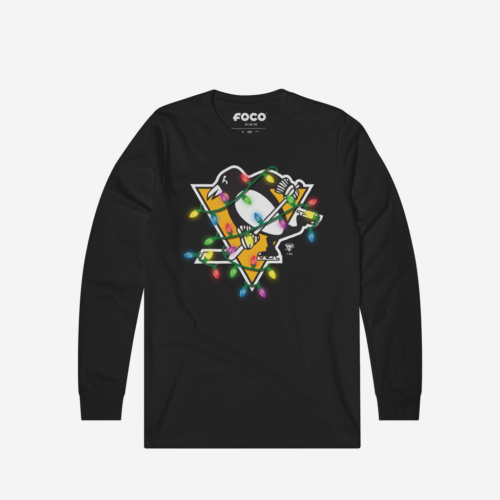 Pittsburgh Penguins Primary Logo Holiday Lights Long Sleeve T-Shirt FOCO S - FOCO.com