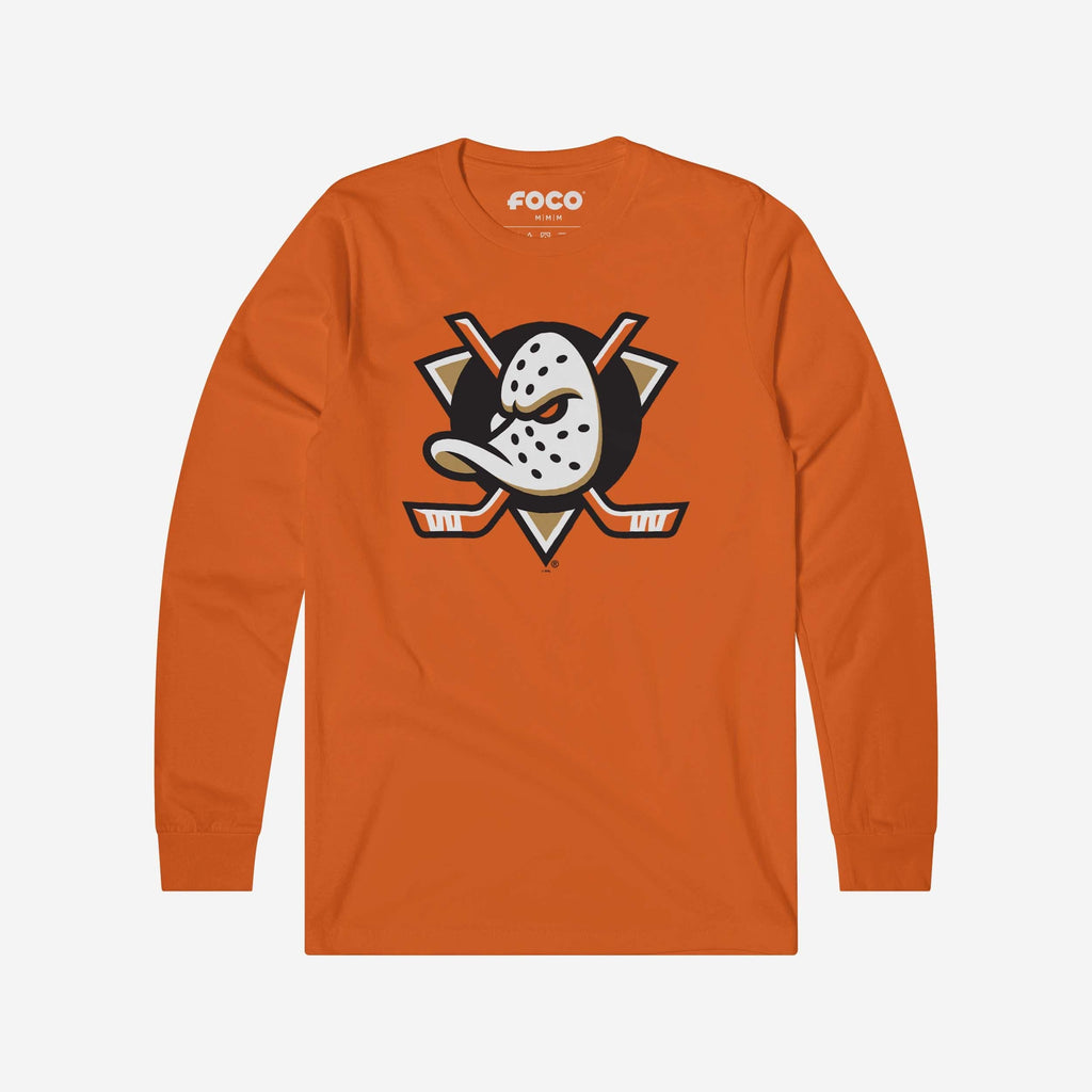 Anaheim Ducks Primary Logo Long Sleeve T-Shirt FOCO Poppy S - FOCO.com