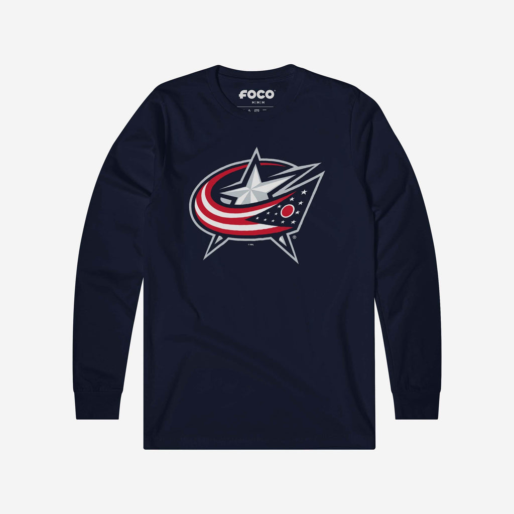 Columbus Blue Jackets Primary Logo Long Sleeve T-Shirt FOCO Navy S - FOCO.com