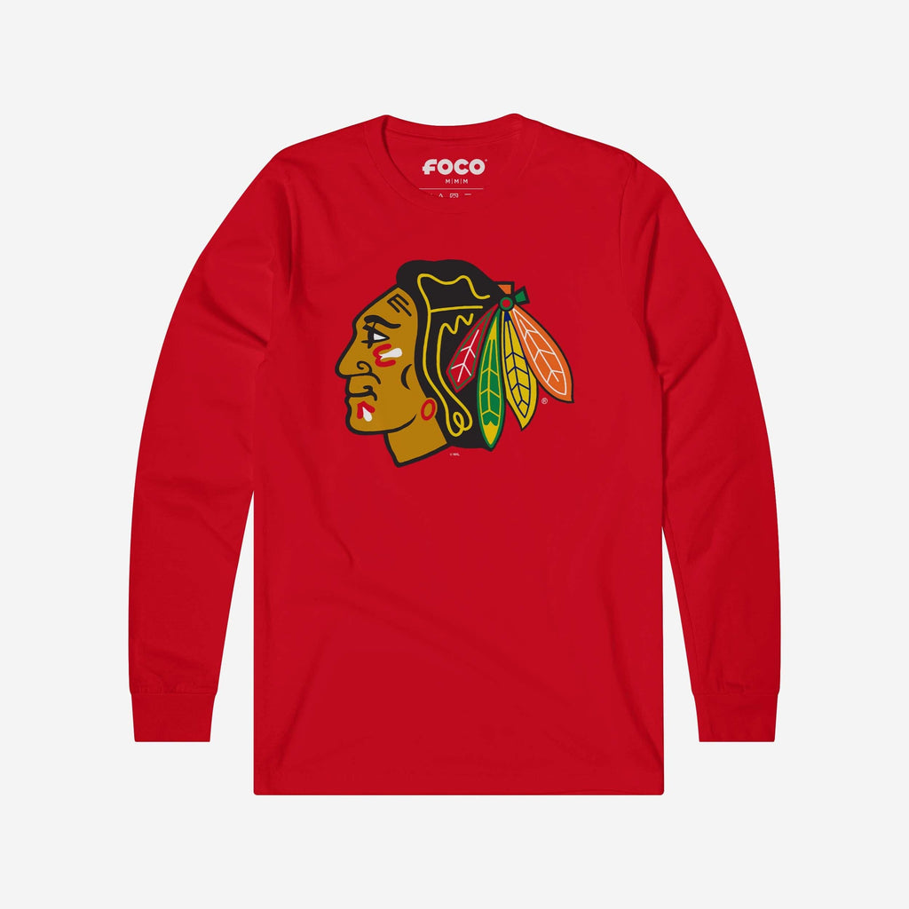 Chicago Blackhawks Primary Logo Long Sleeve T-Shirt FOCO Red S - FOCO.com
