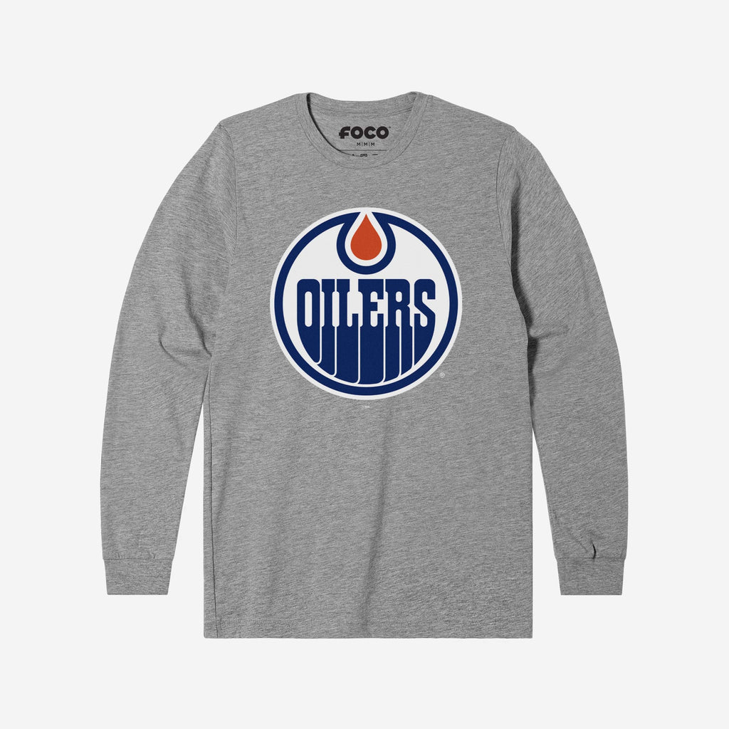 Edmonton Oilers Primary Logo Long Sleeve T-Shirt FOCO Athletic Heather S - FOCO.com